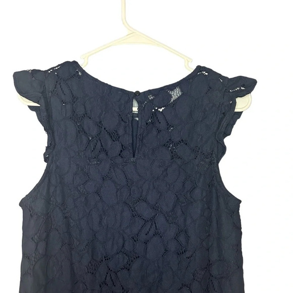 Monteau dress lace overlay flutter sleeve navy blue women’s size medium - Picture 6 of 10